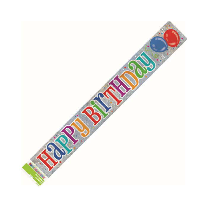 Happy Birthday Balloons Prismatic Foil Banner 2.74m (9')