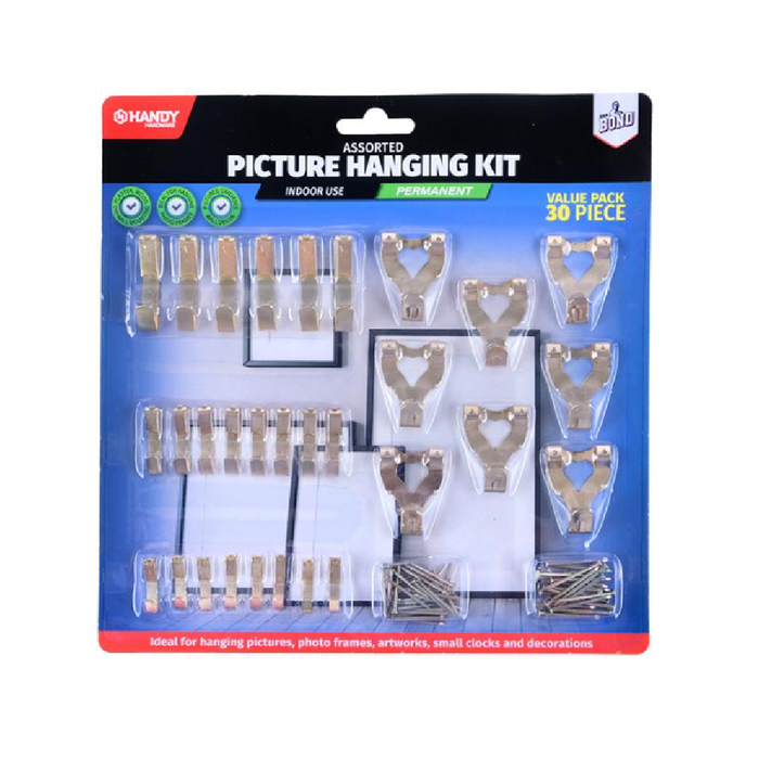Hooks Picture Assorted Sizes 30pc (Includes Screws)