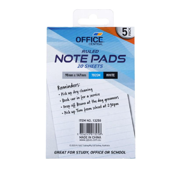 Pad Ruled  98mm × 147mm 5pk