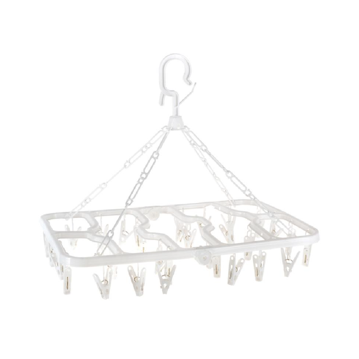 Pegs Hanging Airer with 32 Pegs - Plastic - White
