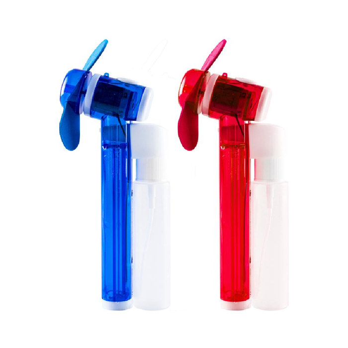 Fan Water Misting Mini Handheld 16.7cm Red & Blue