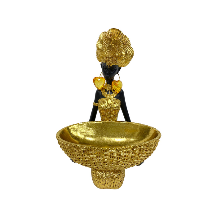 22cm Kneeling African with Gold Platter | Living room decorations by Casaliving