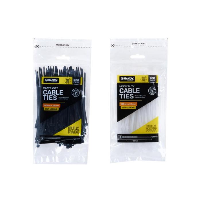 Cable Ties Black & Clear Assorted In Carton 100mm × 2.5mm 200pc