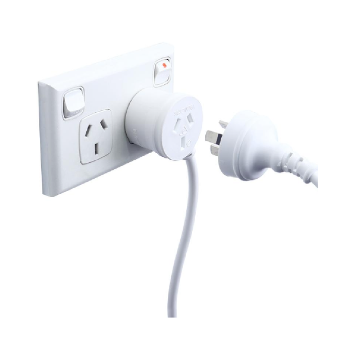 Piggy Back Extension Lead 3 Metre White 240V 10A Max Load 2400W