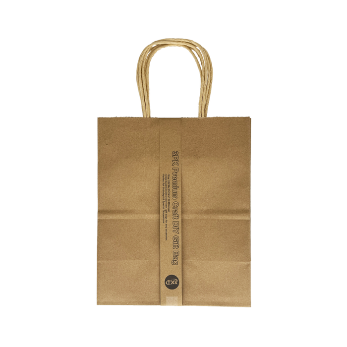 Brown Craft Paper Bags (20 × 25 × 12 cm) 3pcs