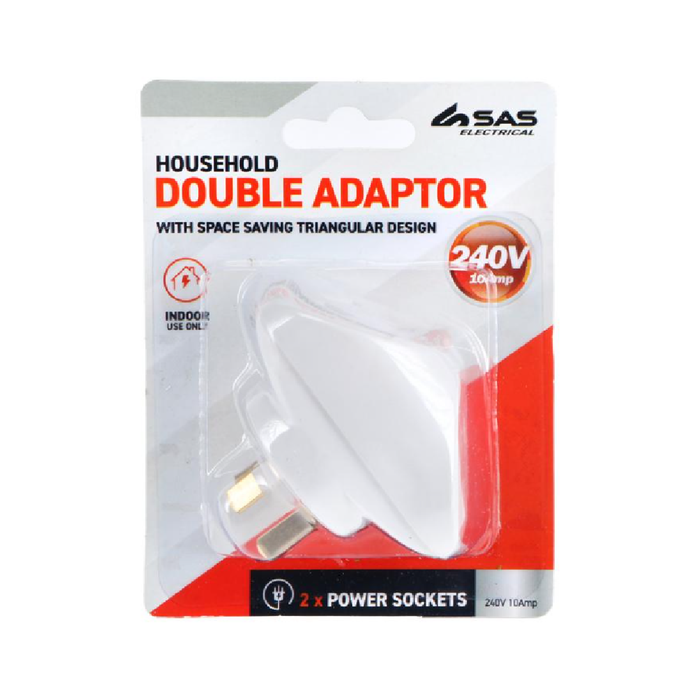 Adaptor Double (Triangular) White 240V 10A Max Load 2400W