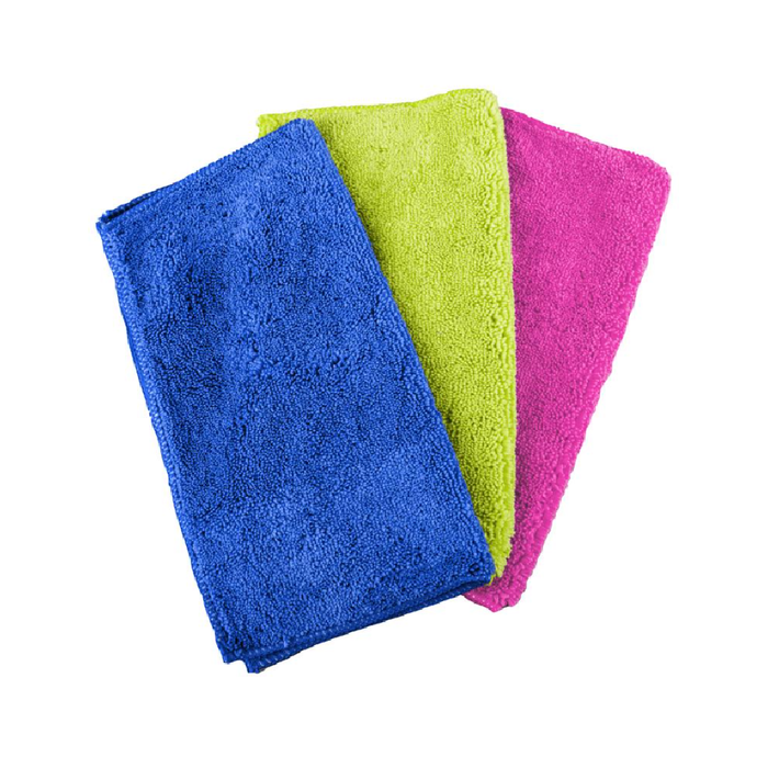 Microfibre All Purpose Cleaning Cloth, 30cm × 30cm, 3pk - Pink, Yellow, Blue (167579)