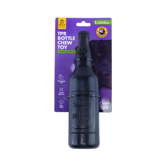 Tough Dog Toy TPR Bottle Zeus Collection Black 23cm × 6cm × 2cm