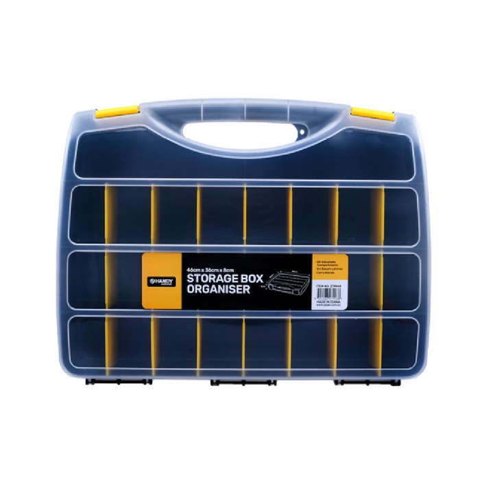 Hardware Storage Organiser Box Transparent Lid 24 Adjustable Compartments 46cm × 36cm × 8cm