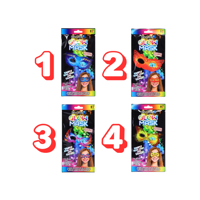 Glow Masquerade Mask - 4 Assorted Designs