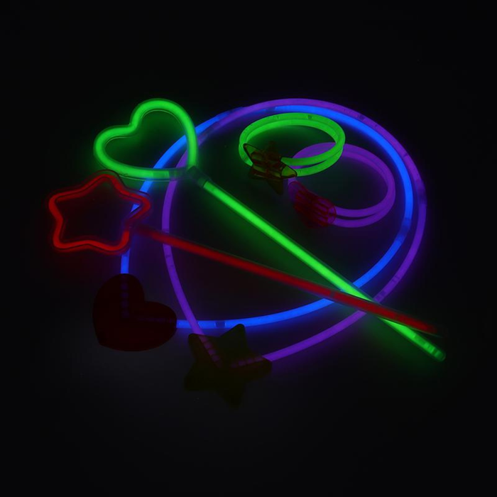 Glow Dress-up Accessories - 6 Assorted Necklace, Bracelet, Wand