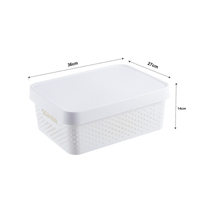 Round Storage Basket with Lid - 11L (36 × 27 × 14 cm)