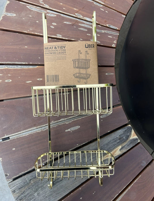 Gold 2 Tier Shower Caddy modern chic bathroom organizer
Stylish gold bathroom storage rack with two tiers
Young chic modern style gold shower caddy hanging in shower
Elegant gold shower organizer for bathroom essentials
Luxury gold finish shower caddy for modern homes
