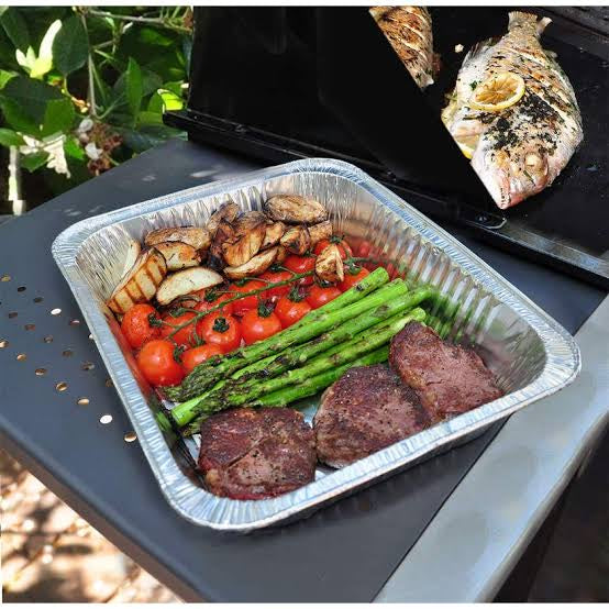 3-Pack Large Foil Trays with Lids 32 x 26.5 x 6cm – Heavy Duty, Recyclable, Oven & Freezer Safe