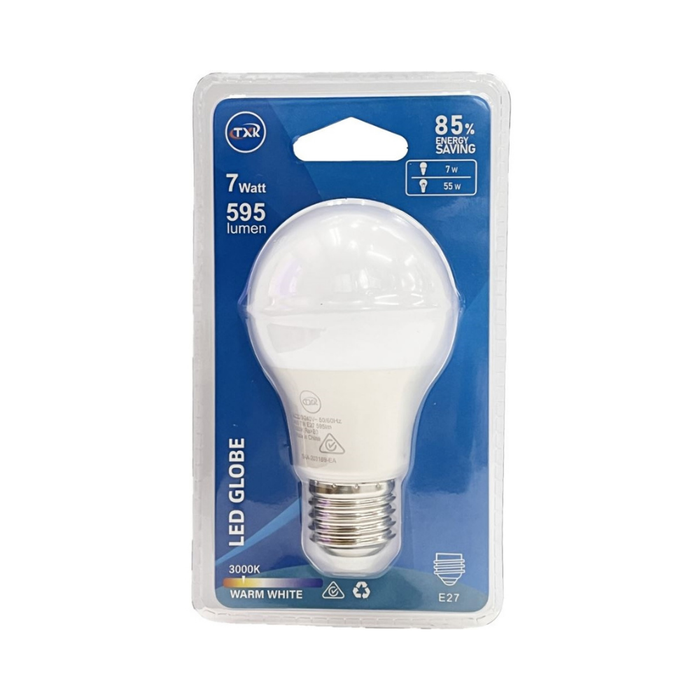 LED Globe Bulb E27 - Warm White 3000K, 7W (595 lm)