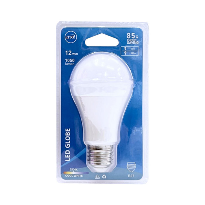 LED Globe Bulb E27 - Cool White 6500K, 12W (1050 lm)