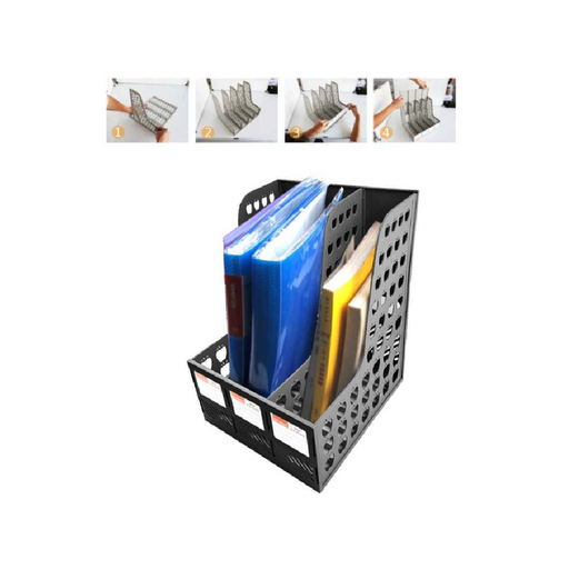 3 Section Magazine Rack Black/Blue