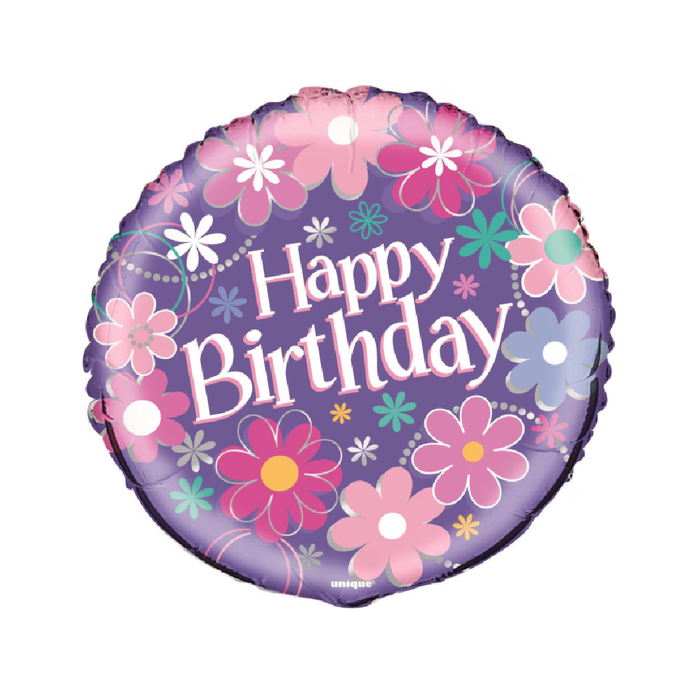 Birthday Blossom 45cm (18") Foil Balloon Packaged