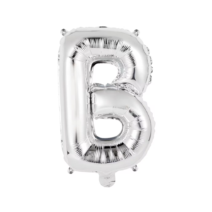Silver "B" Alphabet Foil Balloon 35cm (14")