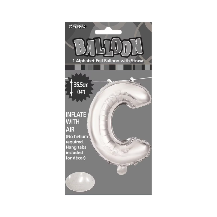 Silver "C" Alphabet Foil Balloon 35cm (14")
