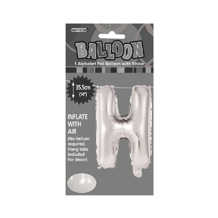 Silver "H" Alphabet Foil Balloon 35cm (14")