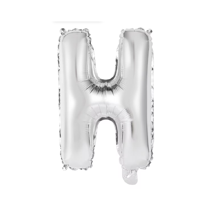 Silver "H" Alphabet Foil Balloon 35cm (14")