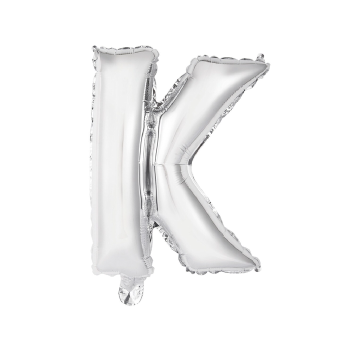 Silver "K" Alphabet Foil Balloon 35cm (14")