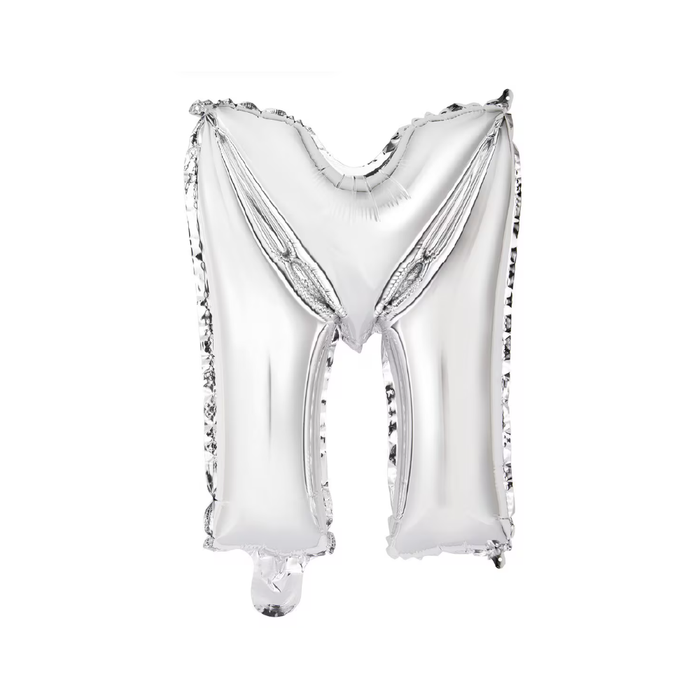 Silver "M" Alphabet Foil Balloon 35cm (14")