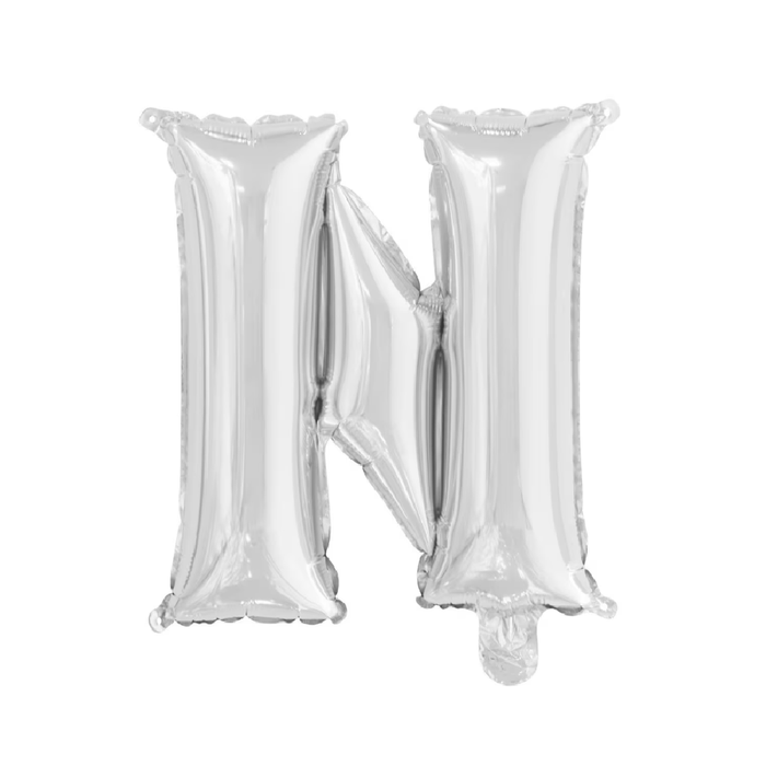 Silver "N" Alphabet Foil Balloon 35cm (14")