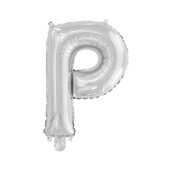 Silver "P" Alphabet Foil Balloon 35cm (14")