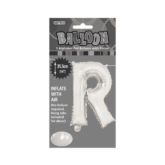 Silver "R" Alphabet Foil Balloon 35cm (14")