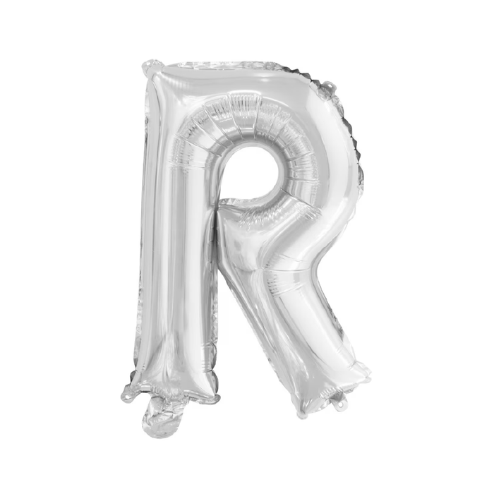 Silver "R" Alphabet Foil Balloon 35cm (14")