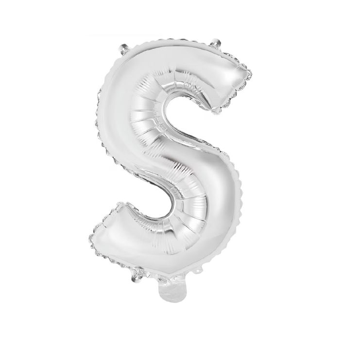 Silver "S" Alphabet Foil Balloon 35cm (14")