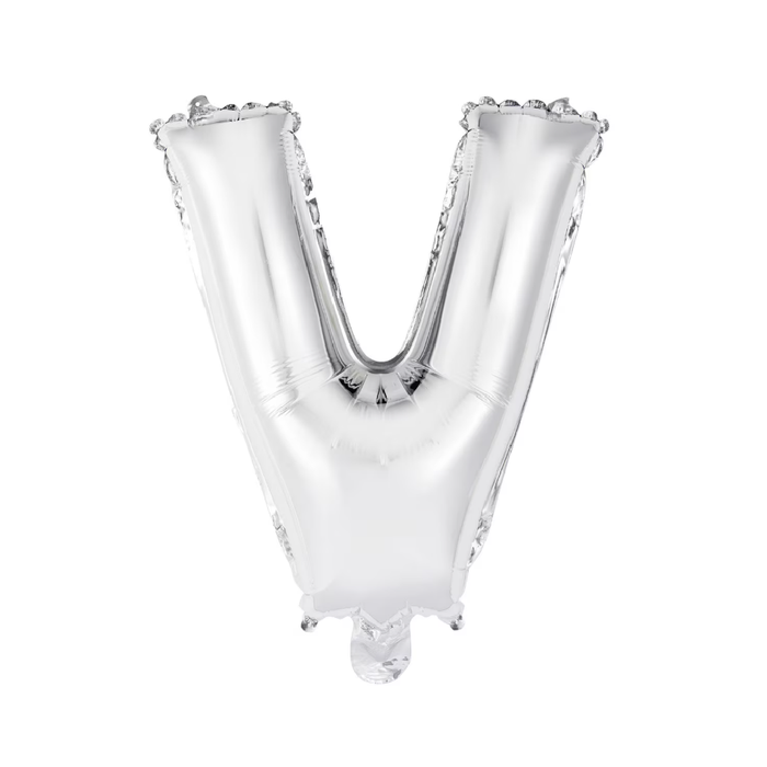 Silver "V" Alphabet Foil Balloon 35cm (14")
