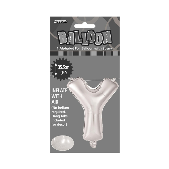 Silver "Y" Alphabet Foil Balloon 35cm (14")