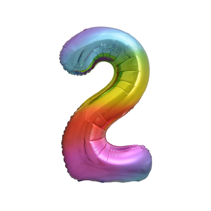 Rainbow "2" Numeral Foil Balloon 86cm (34")