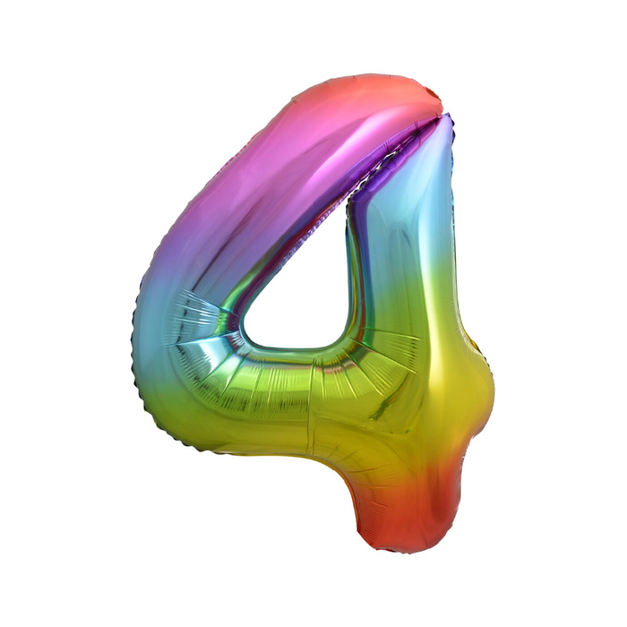 Rainbow "4" Numeral Foil Balloon 86cm (34")