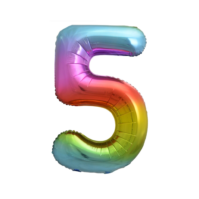 Rainbow "5" Numeral Foil Balloon 86cm (34")