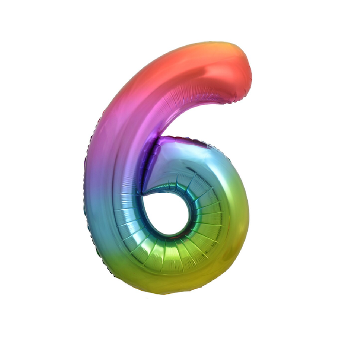 Rainbow "6" Numeral Foil Balloon 86cm (34")