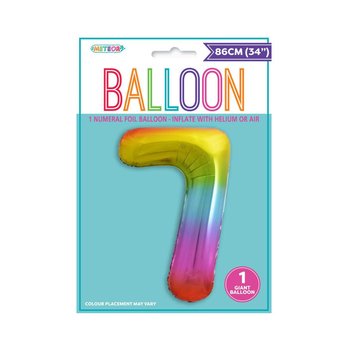 Rainbow "7" Numeral Foil Balloon 86cm (34")