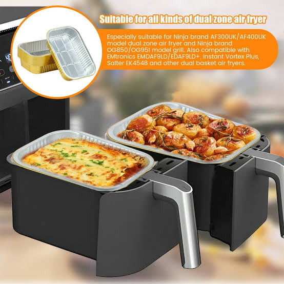 Oven-safe foil containers for cooking, freezing, and storing food