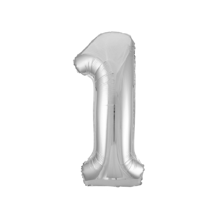 Silver "1" Numeral Foil Balloon 86cm (34")