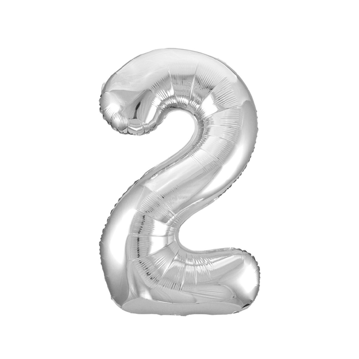 Silver "2" Numeral Foil Balloon 86cm (34")