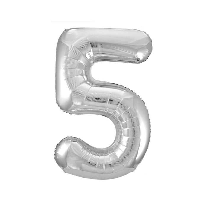 Silver "5" Numeral Foil Balloon 86cm (34")