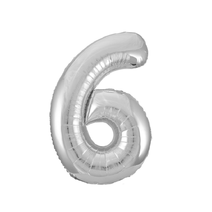 Silver "6" Numeral Foil Balloon 86cm (34")