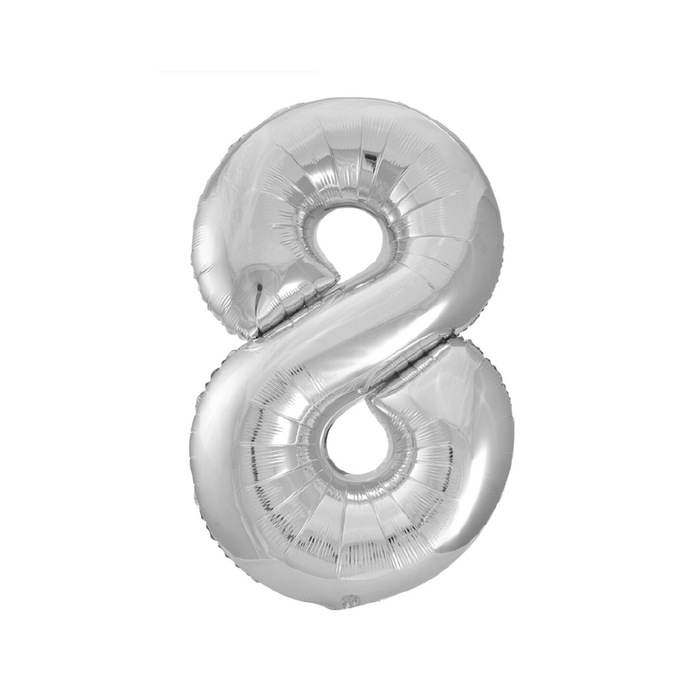 Silver "8" Numeral Foil Balloon 86cm (34")