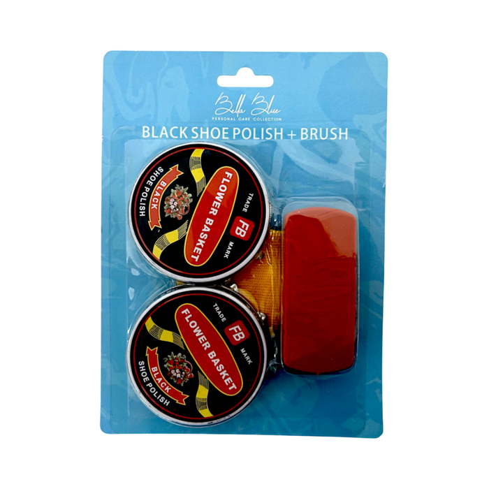 Black Shoe Polish with Brush - Set of 2