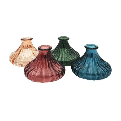 Casa Living Small Ribbed Glass Vase - 4 Assorted