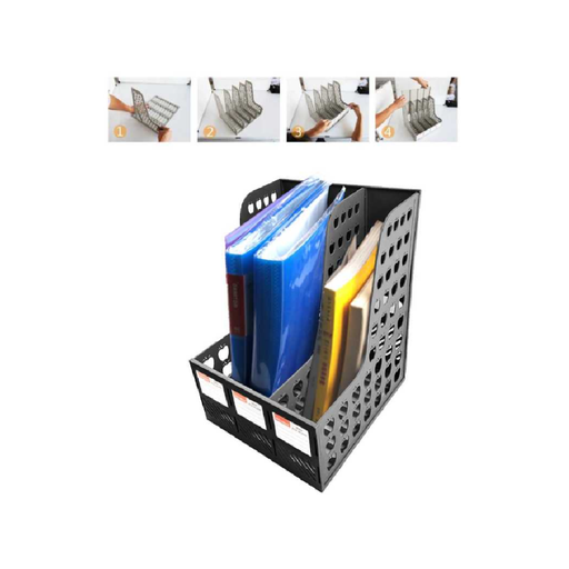 4 Section Magazine Rack Black/Blue