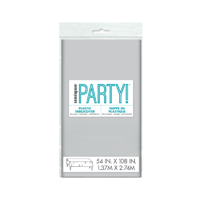 Silver Unique Compact Packaging Plastic Tablecover Rectangle 137cm x 274cm (54" x 108")